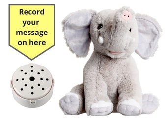 Grey Elephant with 60 second voice recorder and gift box - 10 inch/25cm - baby heartbeat bear