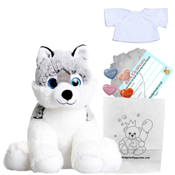 Husky Dog Plush 10 Inch 25cm Build Your Own Teddy Bear Making Kit
