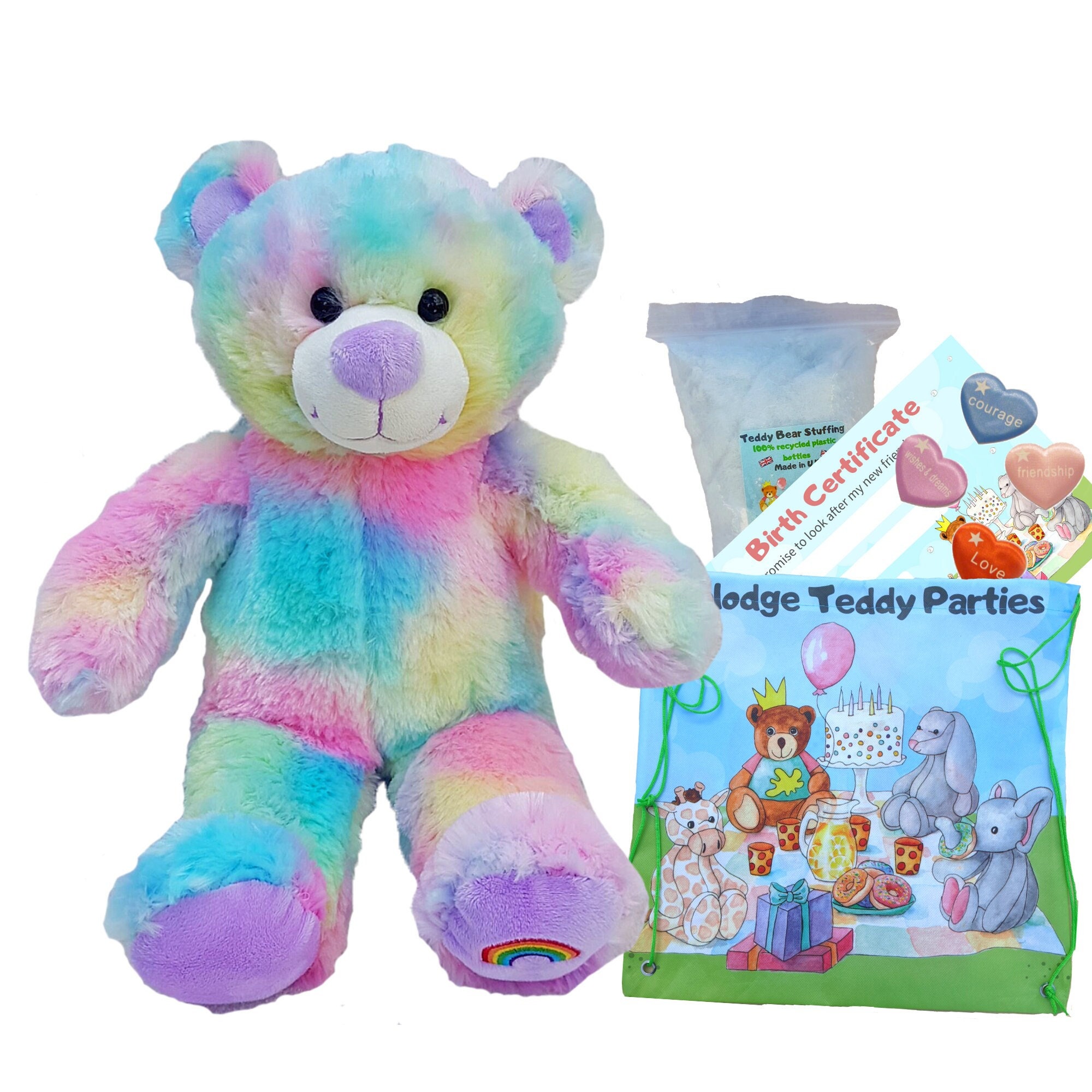 Magical Rainbow Teddy 16 Inch/40cm Build Your Own Teddy Bear Making Kit No  Sew 