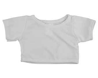 T-shirt blanc - 40 cm (16 pouces) - Vêtements ours en peluche - Crayons ou feutres pour tissu en option