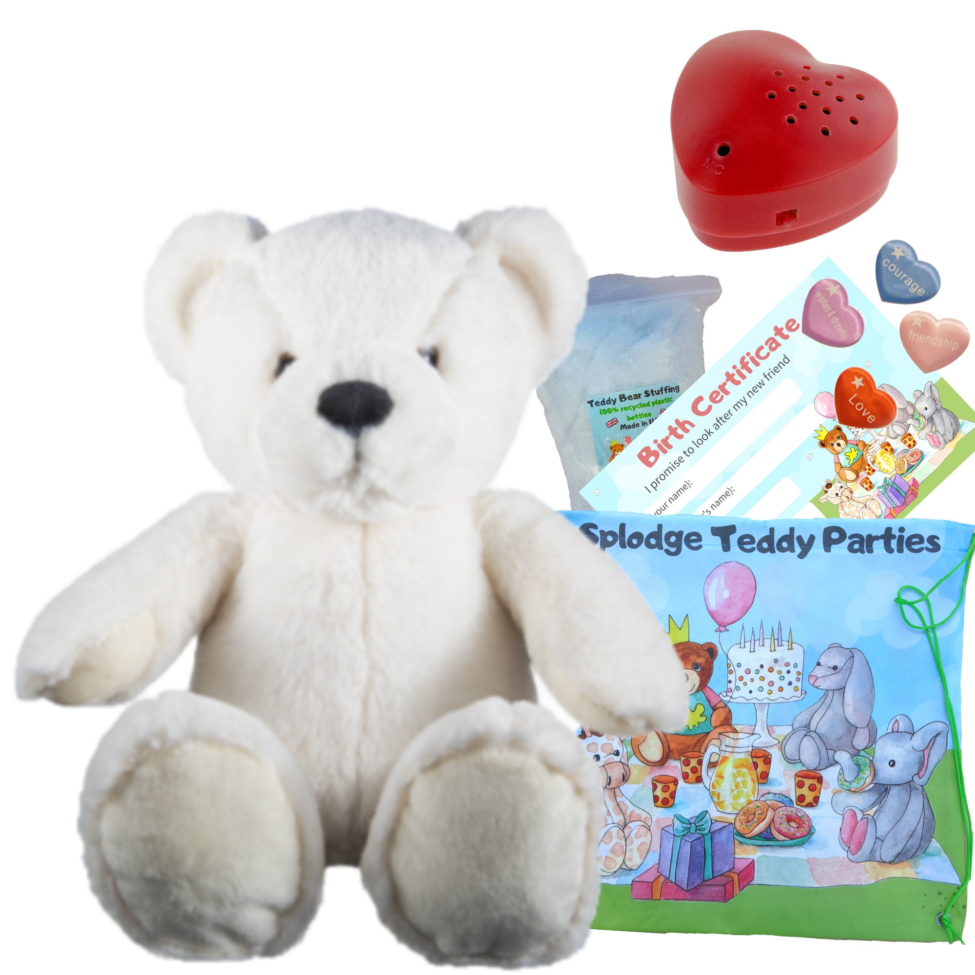 Eco White Teddy Bear 16 Inch/40cm Build Your Own Teddy Bear Making Kit 