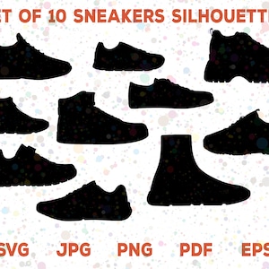 Sneakers Silhouettes SVG, eps, pdf, png, jpg - shoes vector images - footwear image - sneakers clipart