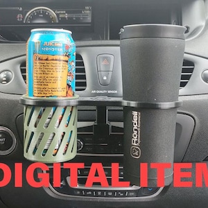 Car CD Slot Cup Holder | Digital STL File | 3D Print Model | Coffee & Can Drink Holder | Digital Download