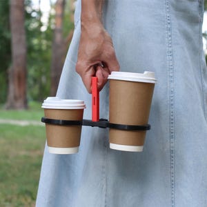Coffee Cup Holder for Two Cups | Compact 3D Printed Carrier (DIGITAL STL FILE)