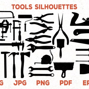 Set of Hand Tools Silhouettes SVG, eps, pdf, png, jpg - vector tools - instrument images