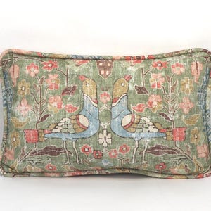 One   12" by 20" Locanda Celery Bird Oblong Throw Pillow Cover, Turkish Decor Green  Rectangular Pillow Cover,  Distressed Style