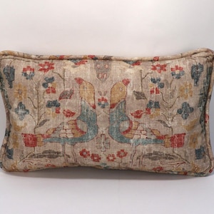 Set mit 2 12 "x 20" Alcanda Buche Vogel Längliche Dekokissenbezüge, türkisch Decor Tan rechteckige Kissenbezüge, Distressed Style