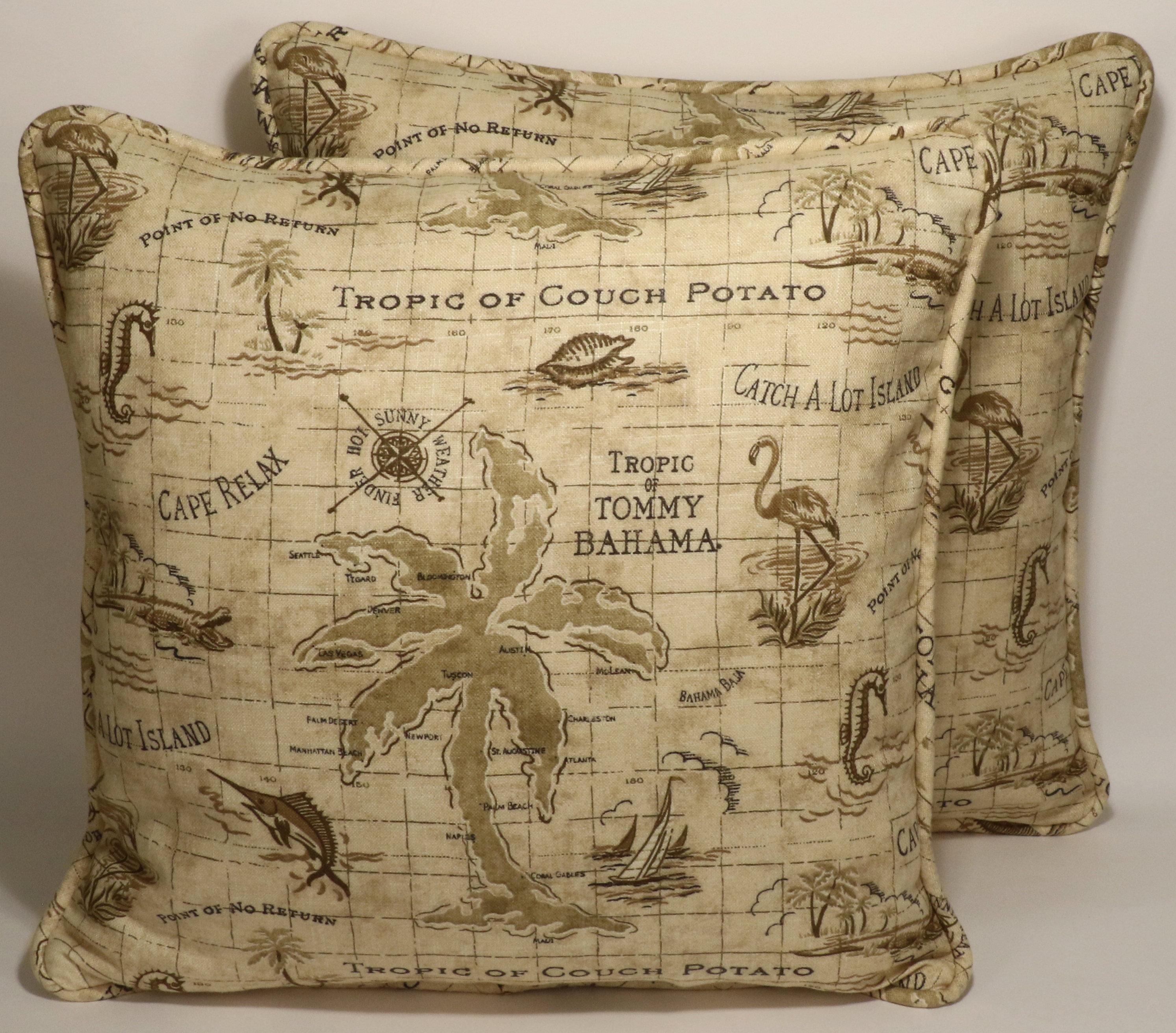 Set of 2 Tommy Bahama Throw Pillow Covers2 18 Tommy Etsy