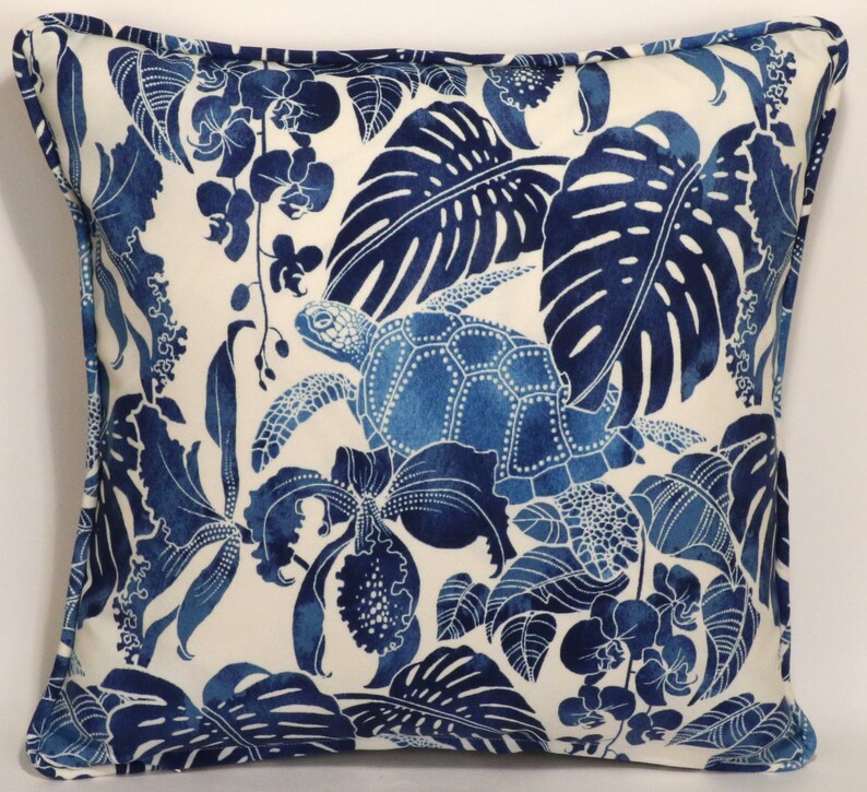 Patio Set of 2 18 Tommy Bahama Outdoor Pillows and Forms Tommy Bahama Outdoor Tortuga Turtles Blue Designer Throw Pillows Beach Coastal