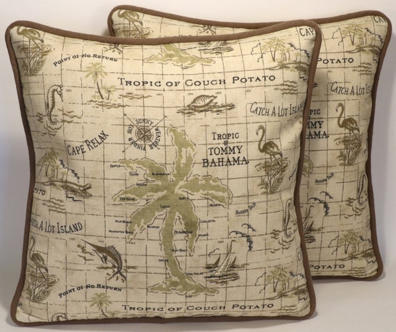 Set Of 2 Tommy Bahama Outdoor Throw Pillow Covers2 18 Etsy