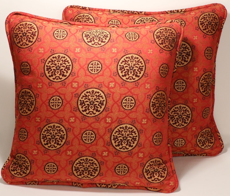 2 18 Floral Throw Pillow Covers Red Black Floral Etsy
