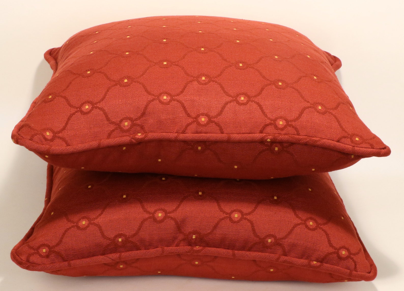 Set de 2 18 Rust Throw Pillow Covers Rust Gold Lattice Etsy