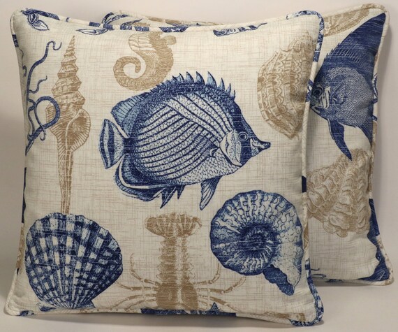 2 Coastal Pillowsfish Throw Pillowssea Shell Pillowsoutdoor