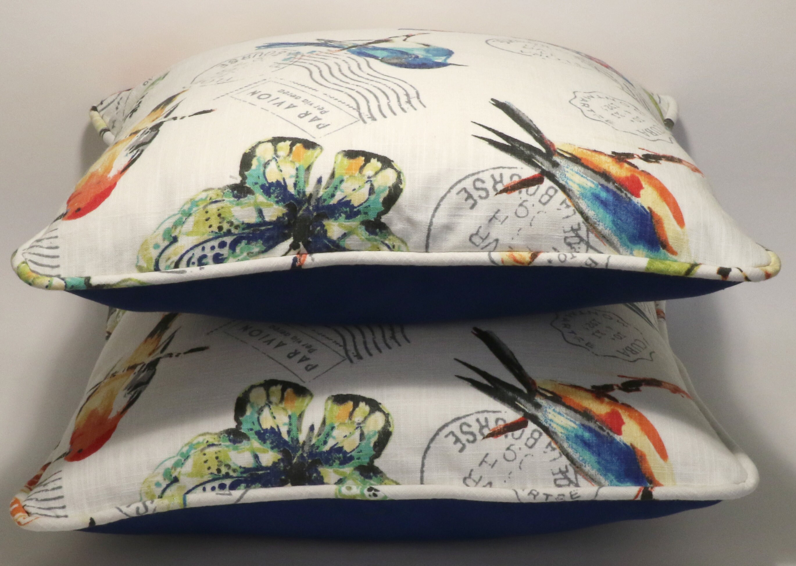 Set of 2 18 Blue Bird Throw Pillow Covers Avion Etsy