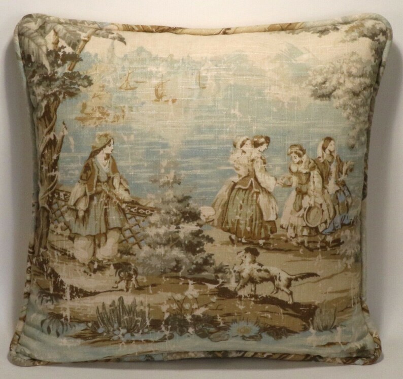 Set of 2 18 French Country Throw Pillows Bosporus Flax Etsy