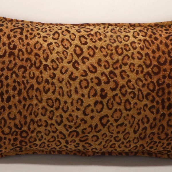 One  14" by 26" Black Tan Animal Print Chenille Designer Throw Pillow Cover,Living Room, Accent Pillow, Boho Chic, Bohemian, Dramatic, Bold