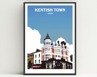 Kentish Town print, London print, unframed Camden poster.