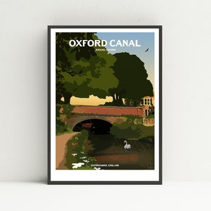Oxford canal, Oxford print, Jericho print, Oxford University poster