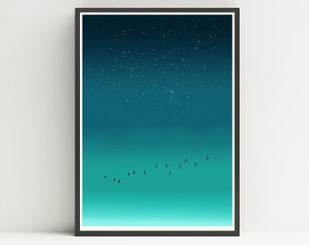 Art Print/Poster Navigating the Sky // Bird print // Nature print // Bird illustration