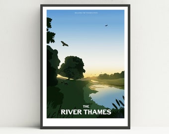 River Thames print, Thames Path, River print