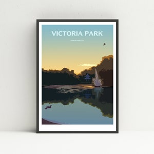 Victoria Park print, London travel poster, Unframed wall print.