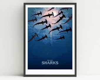 Shark Art Poster // Print // Home decor // Wall art // Nature gift