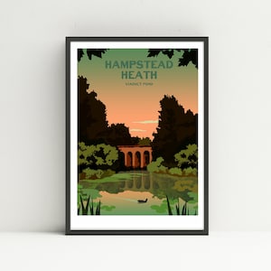 Hampstead Heath Viaduct pond, Hampstead print, Hampstead Heath London, London print UK