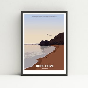 Hope Cove print, Devon print, unframed art print, Salcombe print