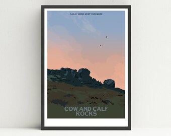Cow and Calf Rocks, Yorkshire Dales print, Yorkshire print, Yorkshire Dales National Park UK