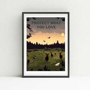 Protect What you Love // Art print // Wall Art // Poster // Railway Poster // Nature print