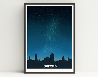 Oxford city skyline print, Oxford print, Oxford University print