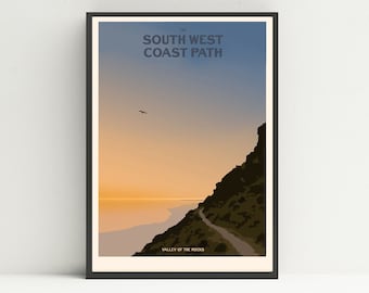 South West Coast Path print, Coast Path print, Devon print