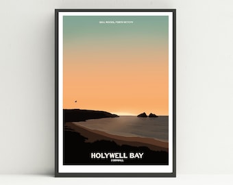 Holywell Bay print, Newquay print, Cornwall poster