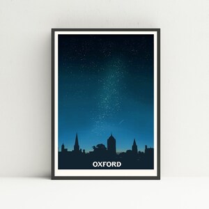 Oxford city skyline print, Oxford print, Oxford University print