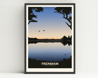 Frensham Little Pond Druck, Surrey Druck, ungerahmter Kunstdruck.