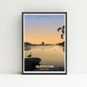 Serpentine print, Hyde Park print, London print, Outdoor swimming, Wild swimming