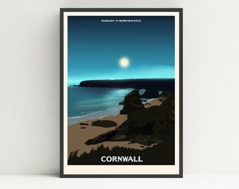 Cornwall print, Bedruthan Steps, Newquay print, unframed print