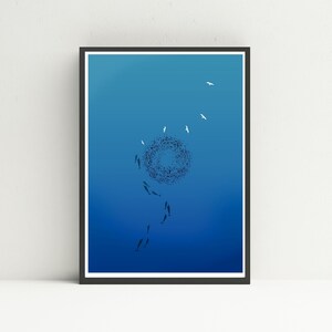 Above the Ocean print, Ocean print, Ocean illustration