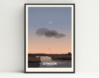 Otmoor print, Starling murmuration, Oxford print