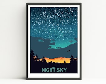The Night Sky // Art print // Poster  // Nature // Astrology print // Space // Constellation art