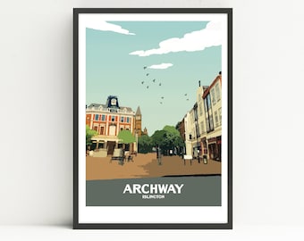 Archway print, unframed art print, Highgate print, London poster