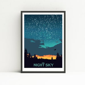 The Night Sky // Art print // Poster  // Nature // Astrology print // Space // Constellation art