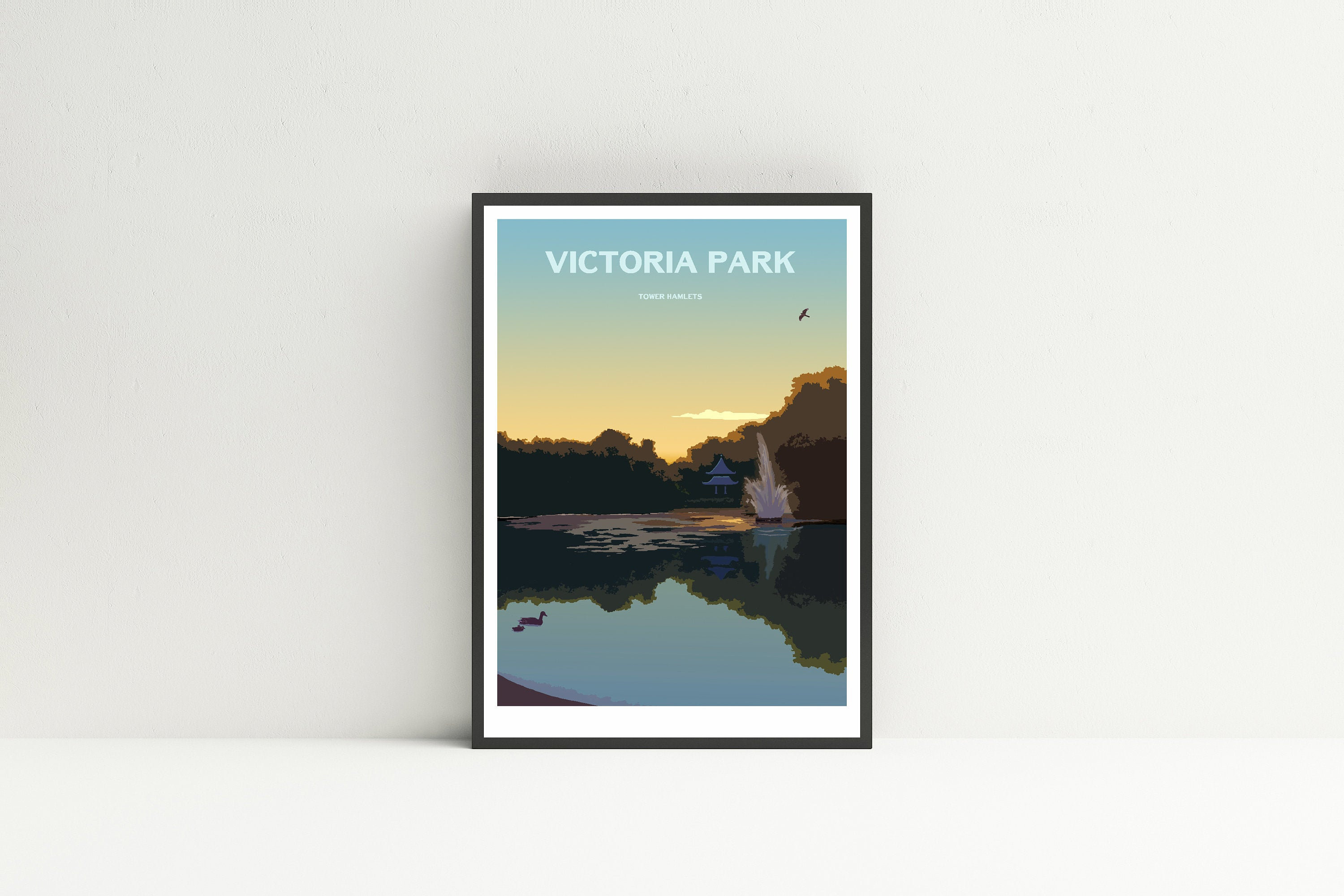Victoria Park print, London travel poster, Unframed wall print.