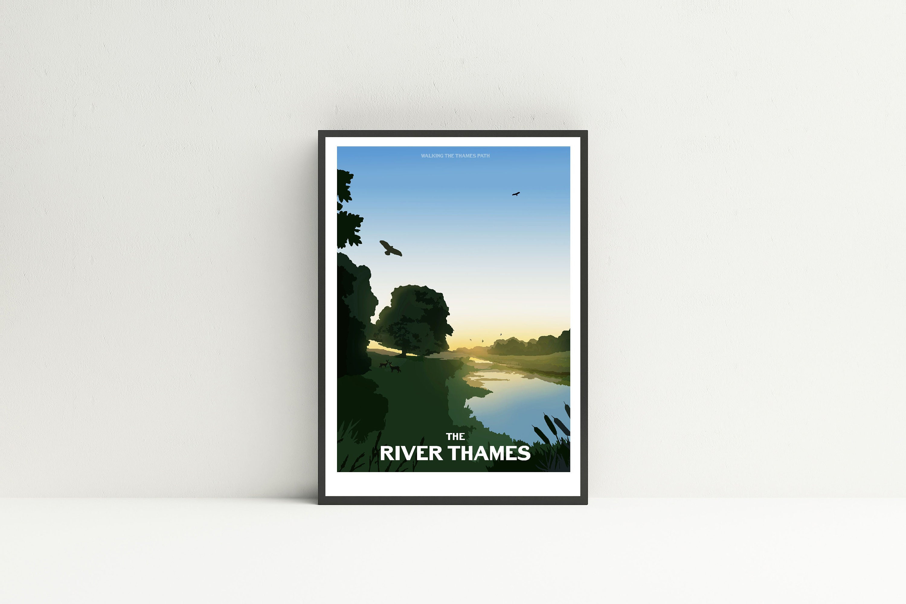 River Thames print, Thames Path, River print