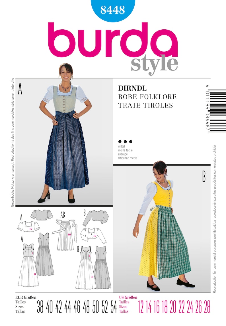 Burda Sewing Pattern Dirndl 8448 image 1