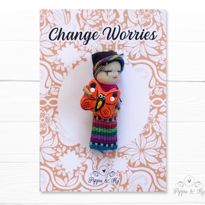 Worry Dolls | Umzug Geschenk | Angstlinderung | Stressabbau Geschenk | Handgemachte guatemalanische Puppen | Angst vor Veränderung | Schlafhilfe