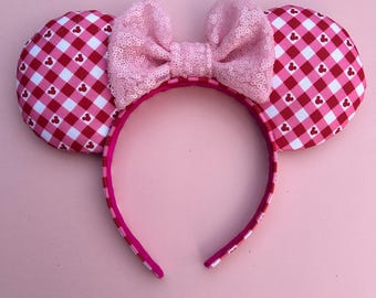 Strawberry Gingham Mouse Ears