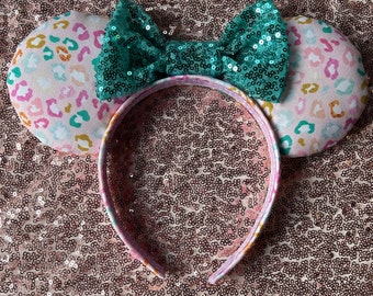 Pink leopard print Mouse Ears