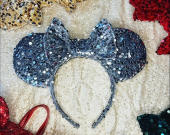 Silver glitter sequin mouse ears