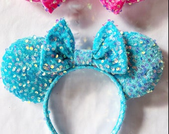 Bright Blue Sparkle Mouse Ears